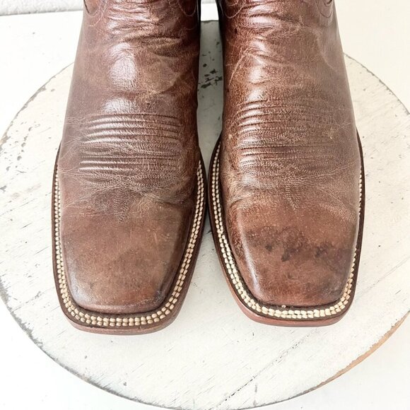 Rod Patrick Mens Cowboy Boots 13AA Perro Loco Brown Leather Western Square Toe - Picture 7 of 13
